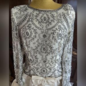 Stunning beaded vintage maxi formal dress gown wedding prom